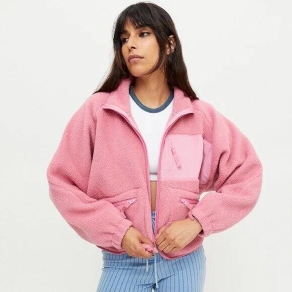 pink urban outfitters BDG fleece jacket